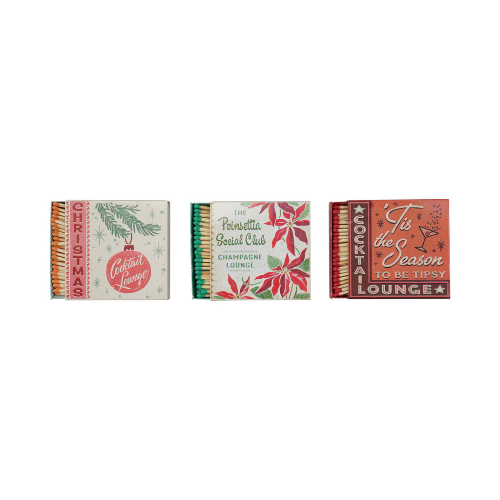 Holiday Bar Safety Matches in Embossed Matchbox