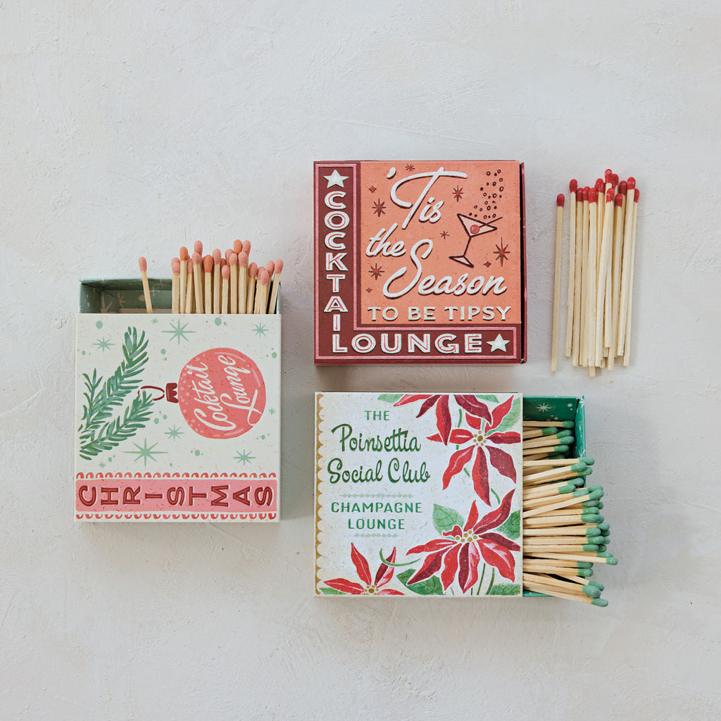 Holiday Bar Safety Matches in Embossed Matchbox