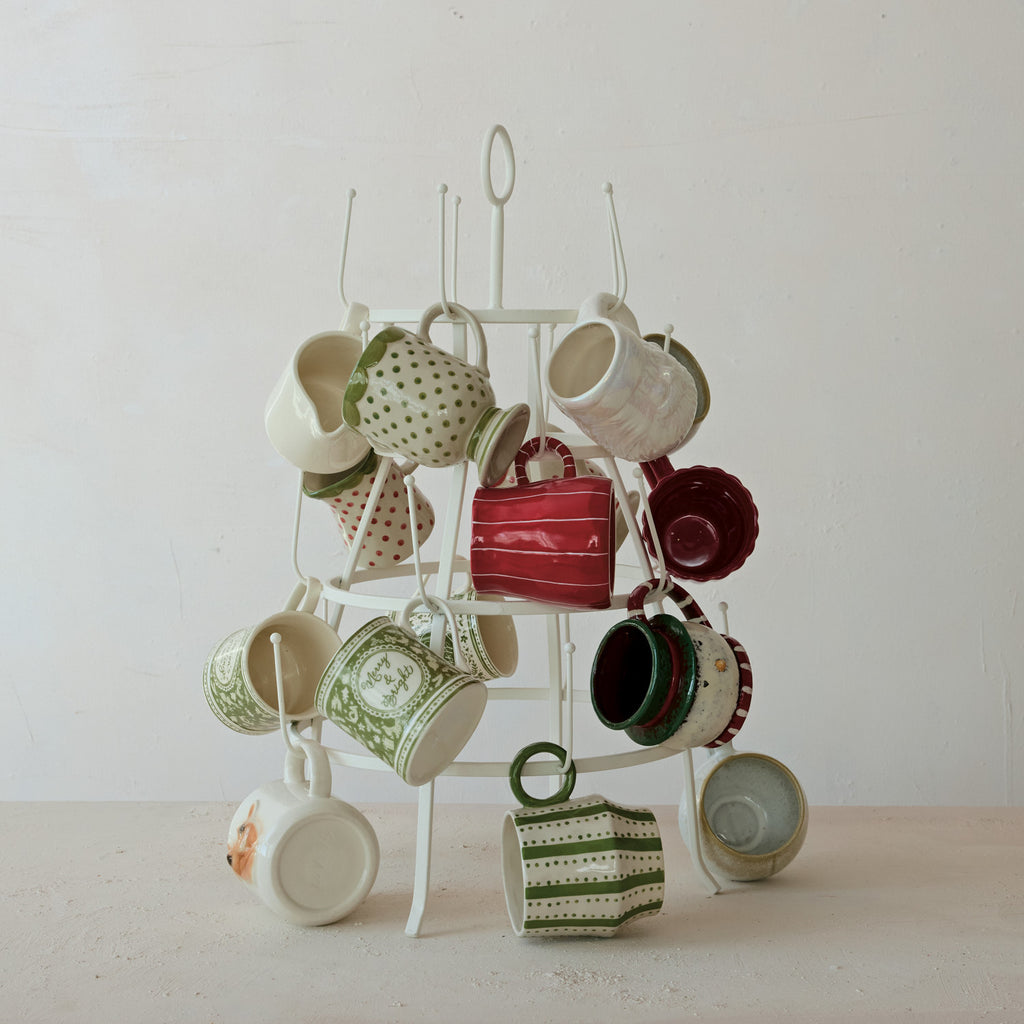 White Metal Mug Rack