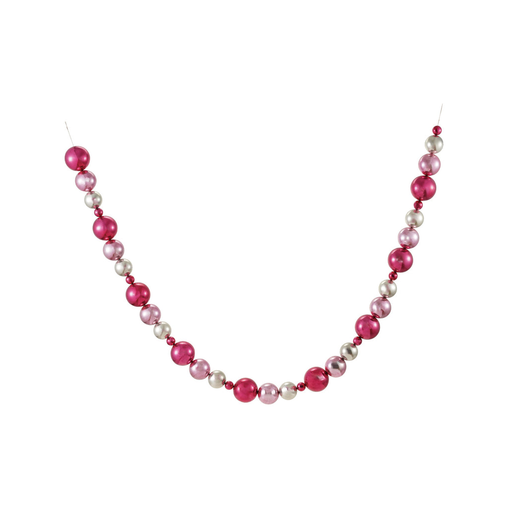 Plastic Ball Garland with Pink & Silver Foil Finish