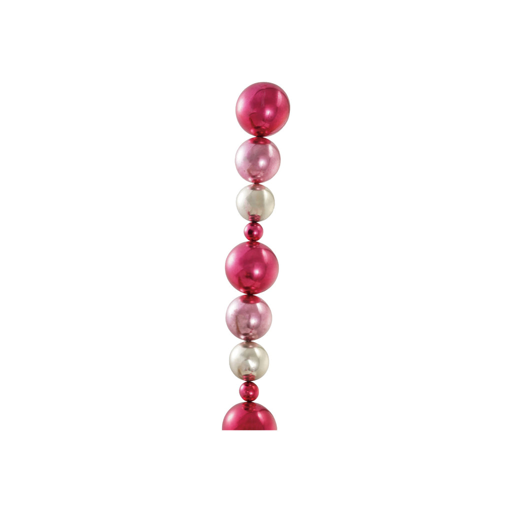 Plastic Ball Garland with Pink & Silver Foil Finish