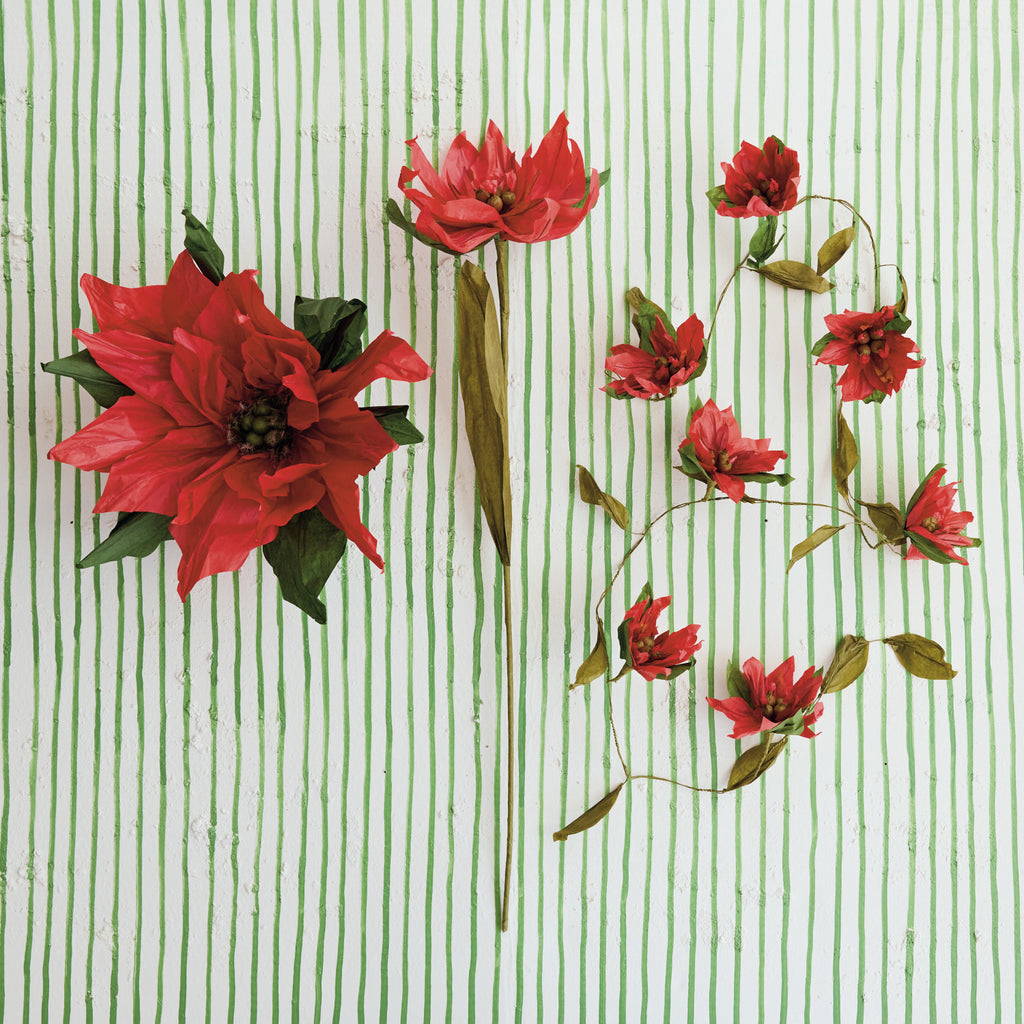 Handmade Paper Poinsettia Garland