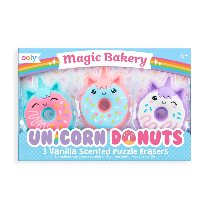 MAGIC BAKERY UNICORN DONUTS SCENTED ERASERS - 3SET