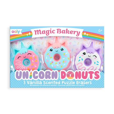 MAGIC BAKERY UNICORN DONUTS SCENTED ERASERS - 3SET
