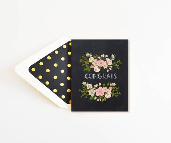 CONGRATS CHARCOAL AND BLUSH CARD
