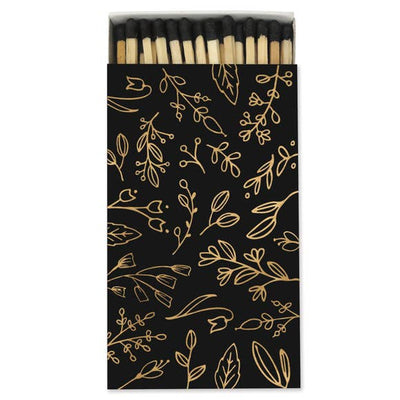 LARGE BLACK & GOLD FLORAL MATCHBOX