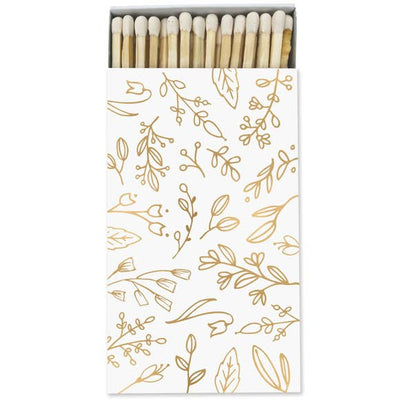 LARGE WHITE & GOLD FLORAL MATCHBOX