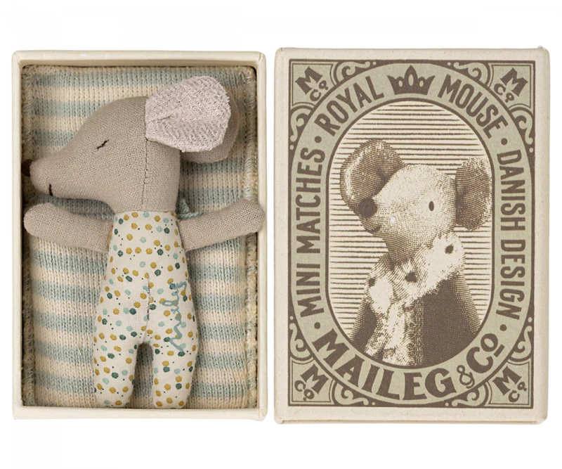 SLEEPY WAKEY, BABY MOUSE IN MATCH BOX- BLUE