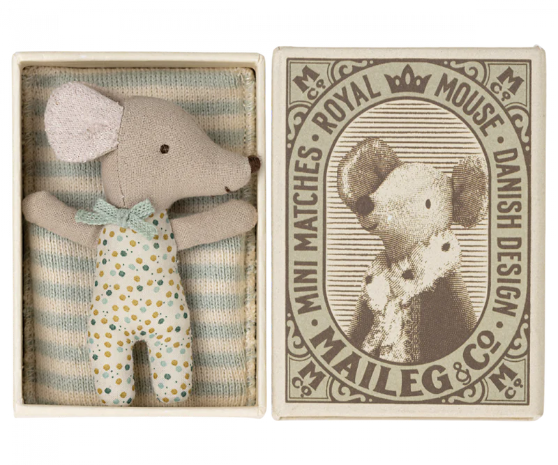 SLEEPY WAKEY, BABY MOUSE IN MATCH BOX- BLUE