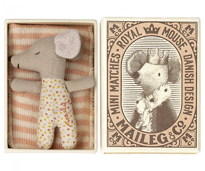 SLEEPY WAKEY, BABY MOUSE IN MATCH BOX- ROSE