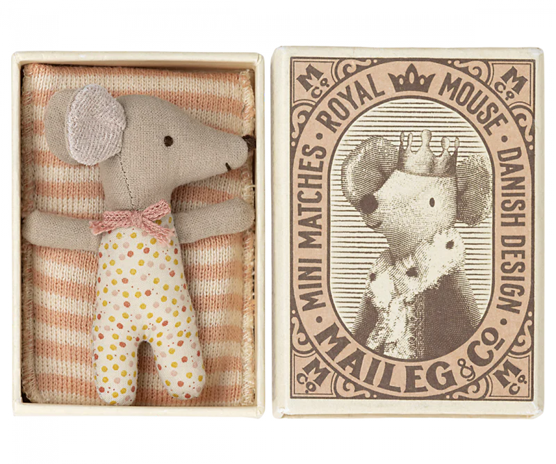 SLEEPY WAKEY, BABY MOUSE IN MATCH BOX- ROSE