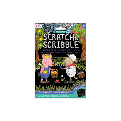 MINI SCRATCH AND SCRIBBLE ART KIT: FARM ANIMALS