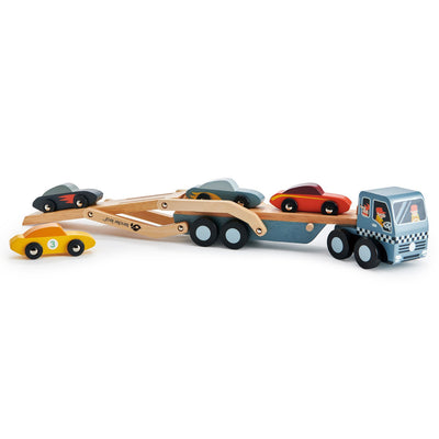 CAR TRANSPORTER WOODEN TOY SET