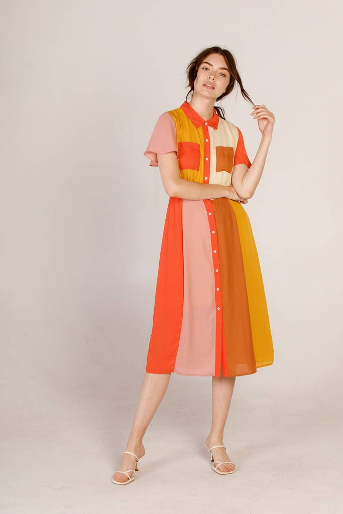 COLORBLOCK SHIRTDRESS