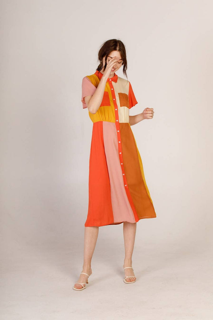 COLORBLOCK SHIRTDRESS