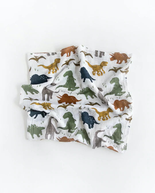 Cotton Muslin Swaddle Blanket - Dino Friends