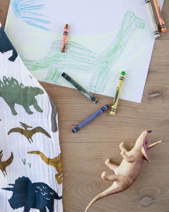 Cotton Muslin Swaddle Blanket - Dino Friends