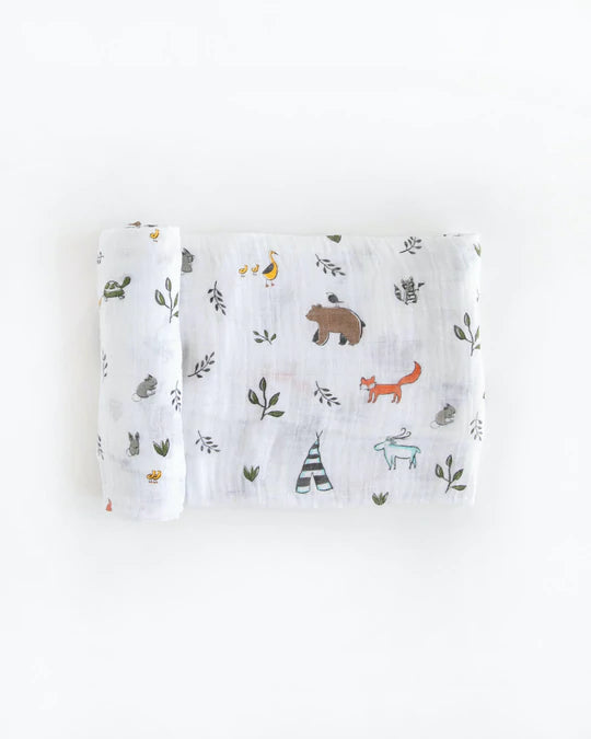 Cotton Muslin Swaddle Blanket - Forest Friends