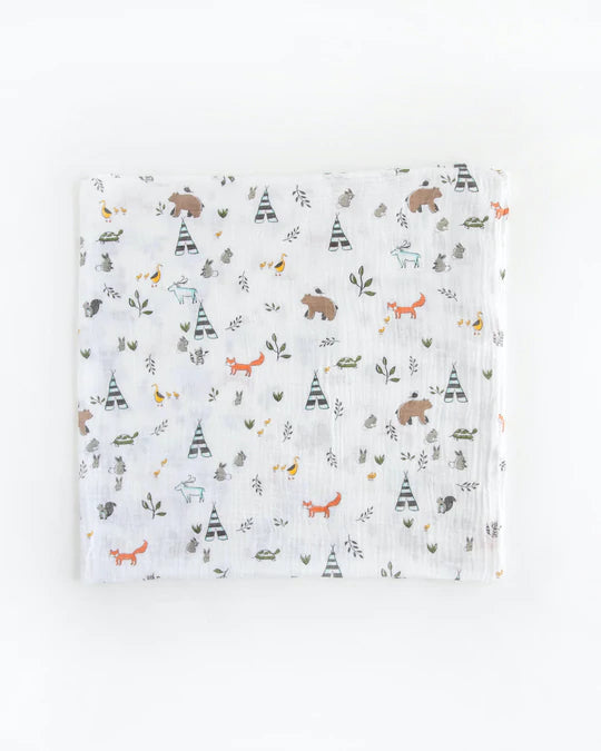 Cotton Muslin Swaddle Blanket - Forest Friends