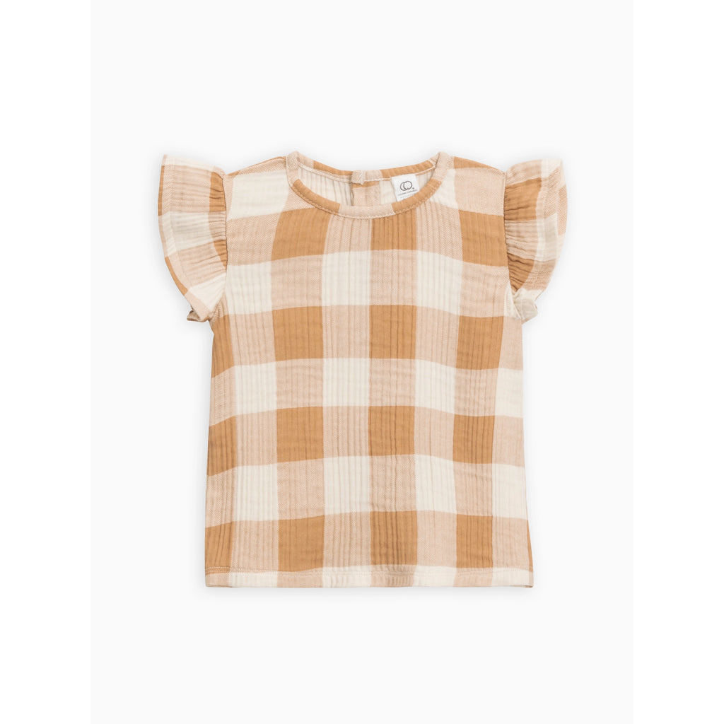 GRETA MUSLIN FLUTTER SLEEVE TOP