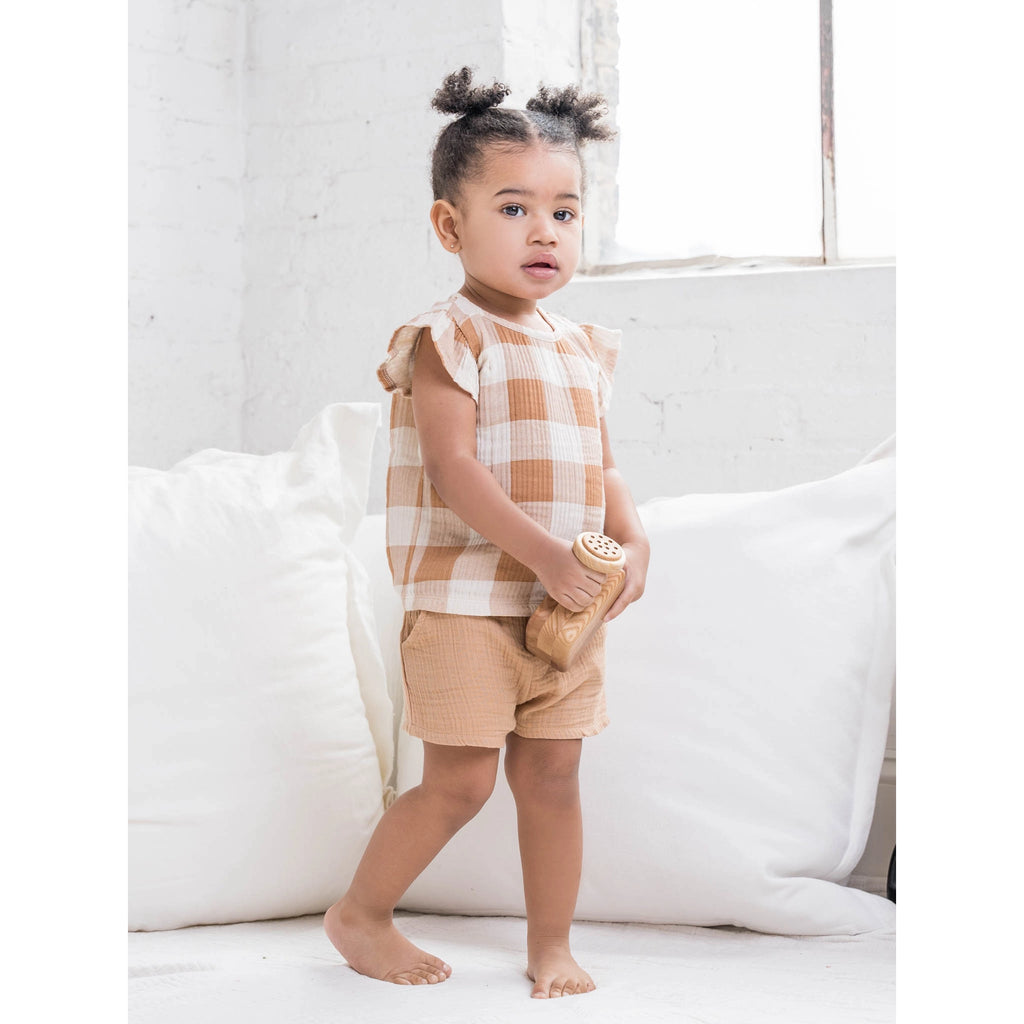 GRETA MUSLIN FLUTTER SLEEVE TOP