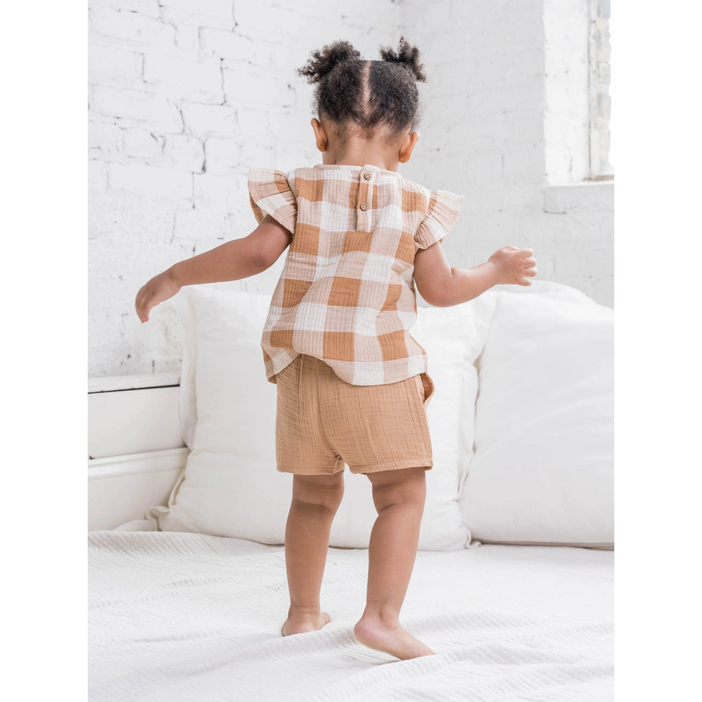 GRETA MUSLIN FLUTTER SLEEVE TOP