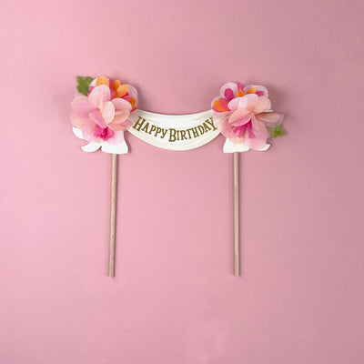 HAPPY BIRTHDAY CAKE TOPPER PINKS