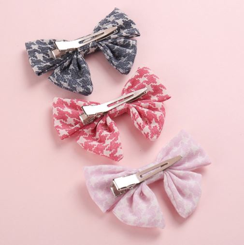 HOUNDSTOOTH BOW CLIP