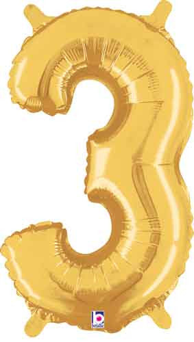 '3' GOLD FOIL BALLOON