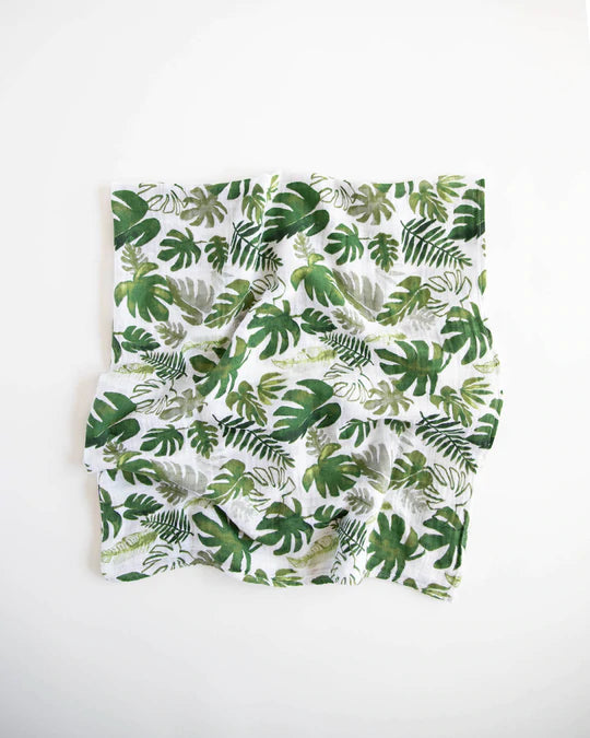 COTTON MUSLIN SWADDLE BLANKET - TROPICAL LEAF