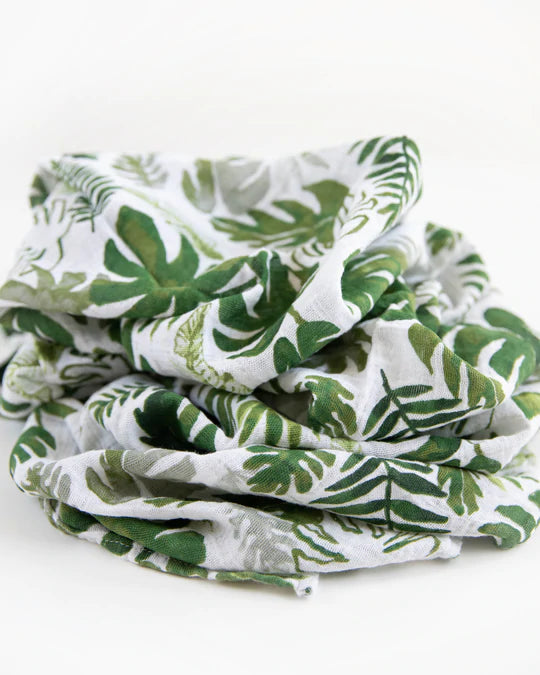 COTTON MUSLIN SWADDLE BLANKET - TROPICAL LEAF