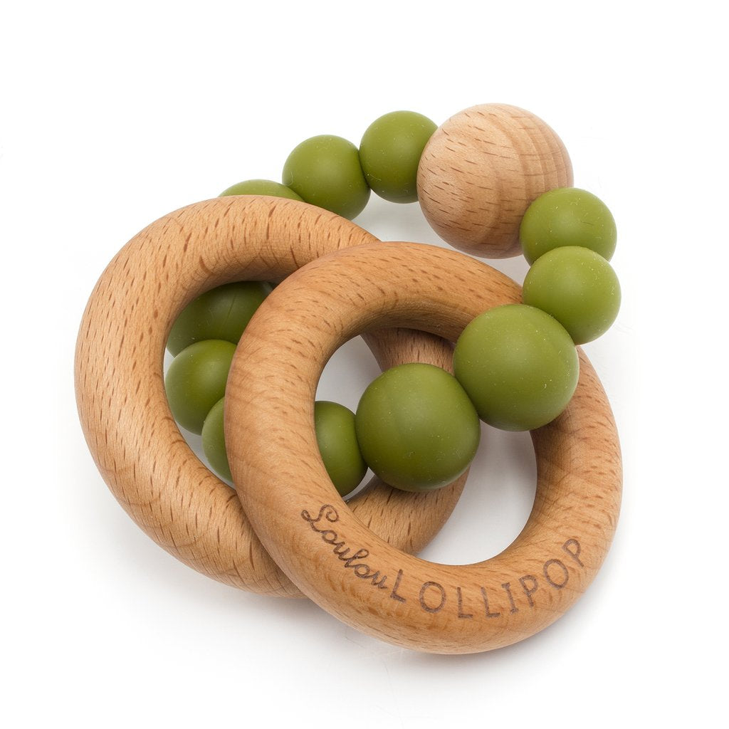 BUBBLE SILICONE AND WOOD TEETHER