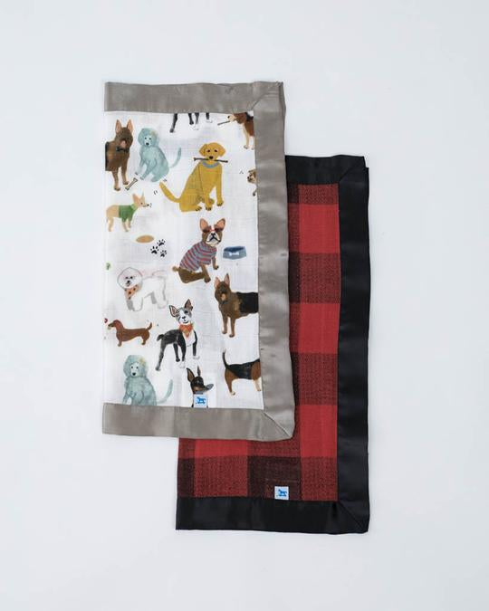COTTON MUSLIN SECURITY BLANKETS - WOOF + RED PLAID