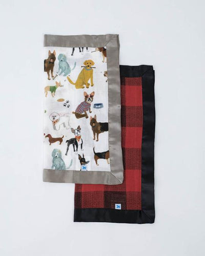 COTTON MUSLIN SECURITY BLANKETS - WOOF + RED PLAID
