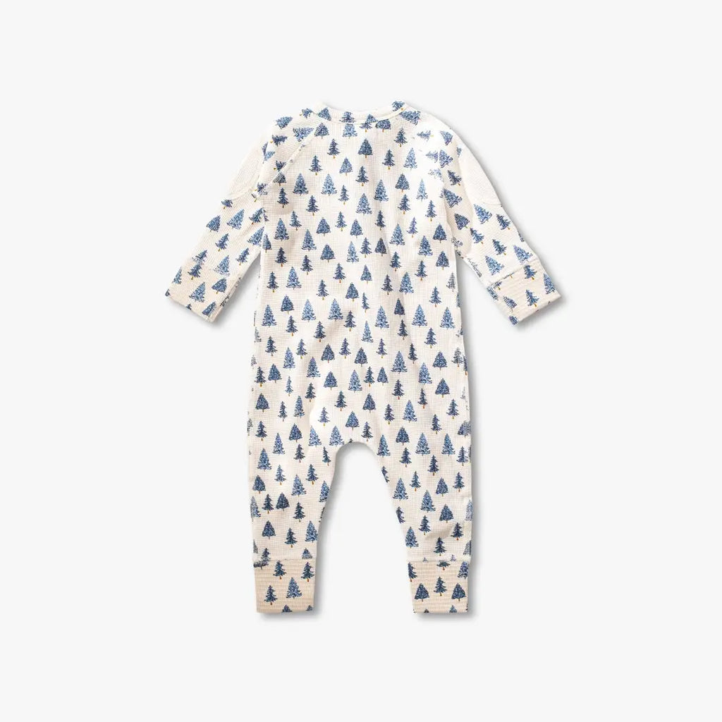 PINE TREE WAFFLE ZIP ROMPER