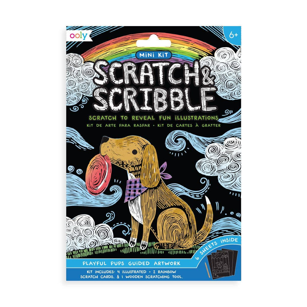 MINI SCRATCH & SCRIBBLE ART KIT - PLAYFUL PUPS