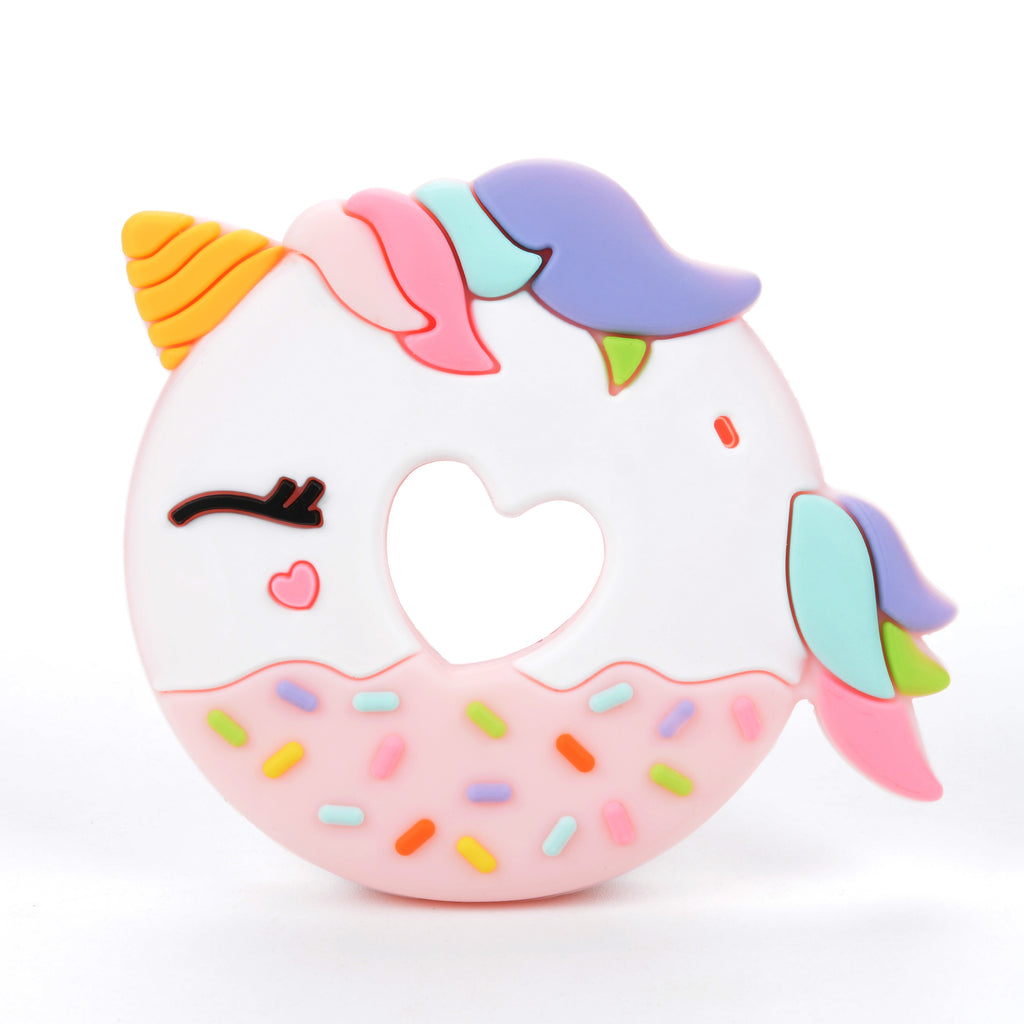 PINK UNICORN DONUT SILICONE TEETHER
