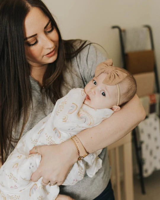 Deluxe Muslin Swaddle Blanket - Rainbows & Raindrops