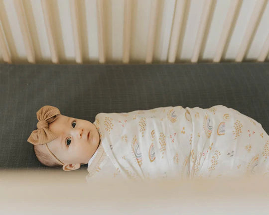 Deluxe Muslin Swaddle Blanket - Rainbows & Raindrops