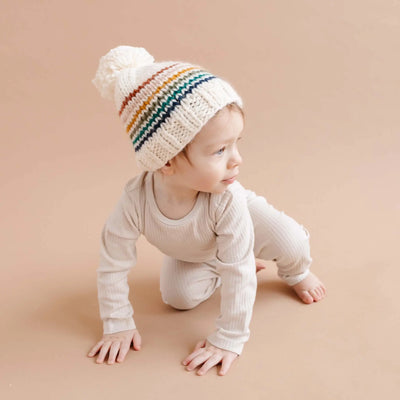 RAINBOW STRIPE KNIT HAT