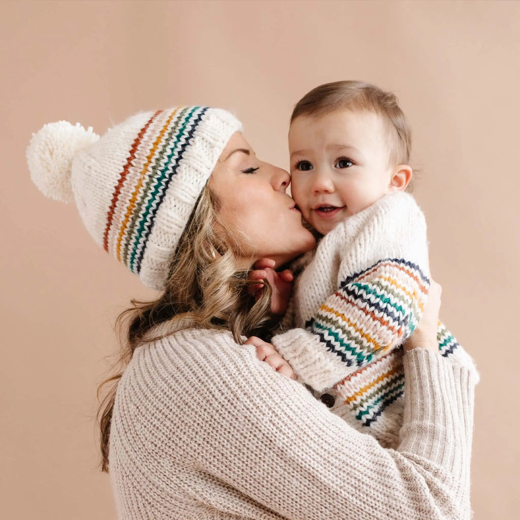 RAINBOW STRIPE KNIT HAT
