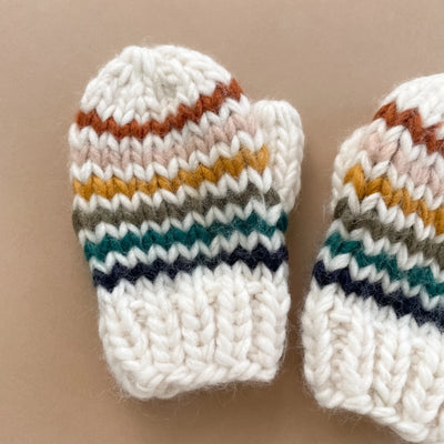 RAINBOW STRIPE KNIT MITTENS