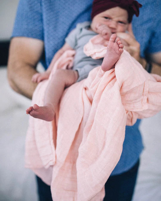 COTTON MUSLIN SWADDLE - ROSE PETAL