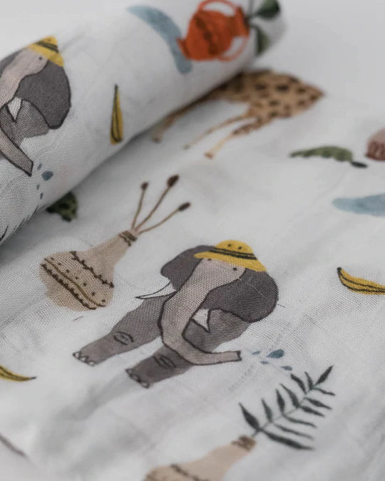 Deluxe Muslin Swaddle Blanket - Safari Social