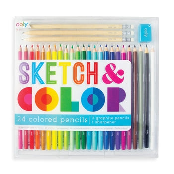 SKETCH AND COLOR - 24 COLORED PENCILS