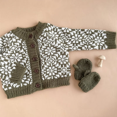 SNOWFALL KNIT OLIVE CARDIGAN