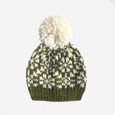 SNOWFALL OLIVE KNIT HAT