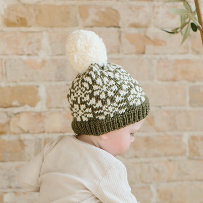 SNOWFALL OLIVE KNIT HAT