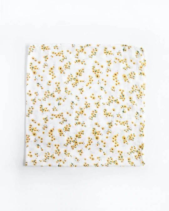 DELUXE MUSLIN SWADDLE BLANKET - DITSY SUNFLOWER