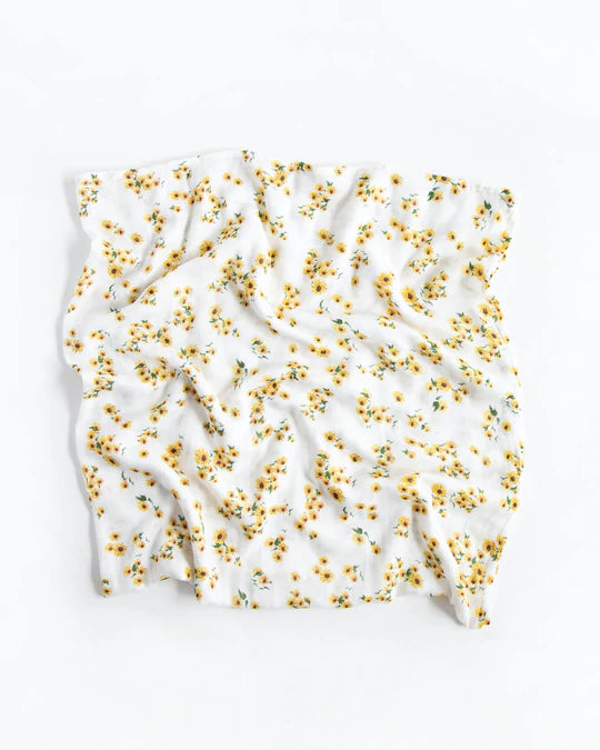 DELUXE MUSLIN SWADDLE BLANKET - DITSY SUNFLOWER